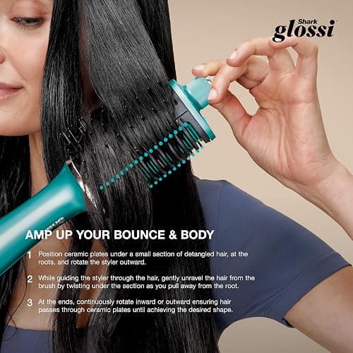 Shark Glossi 2-in-1 Hot Tool and Air Glosser, Ultra-Fast, Ultra-Glossy Blowouts at-Home, Heat-Controlled Ceramic, Curly, Coily, and Color Friendly, Jewel Teal, HT302TL thumbnail 14