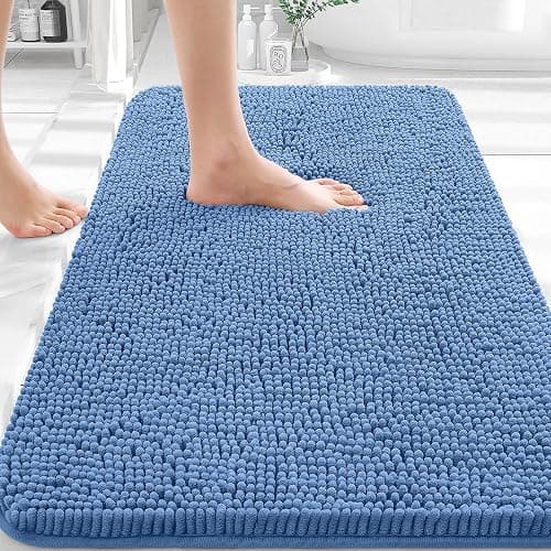 OLANLY Bathroom Rugs 30x20, Extra Soft Absorbent Chenille Bath Rugs, Rubber Backing Quick Dry, Machine Washable Bath Mats for Bathroom Floor, Tub and Shower, Home Decor Accessories, Cornflower Blue - Image 1