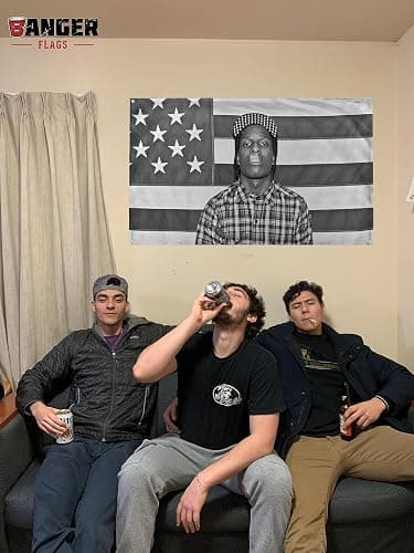 A$AP Rocky ASAP American Flag Rap Rapper Motivational Inspirational Office Gym Wall Dorm Decor Design on a 3X5 Feet Flag with 4 Grommets for Easy Wall Hanging. Authentic BANGER FLAG thumbnail 2