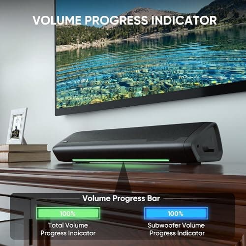 Saiyin Sound Bars for TV with Subwoofer, 2.1 Deep Bass Small Soundbar Monitor Speaker Home Theater Surround System PC Gaming Bluetooth/AUX/Optical Connection, Wall Mountable 17-inch thumbnail 4