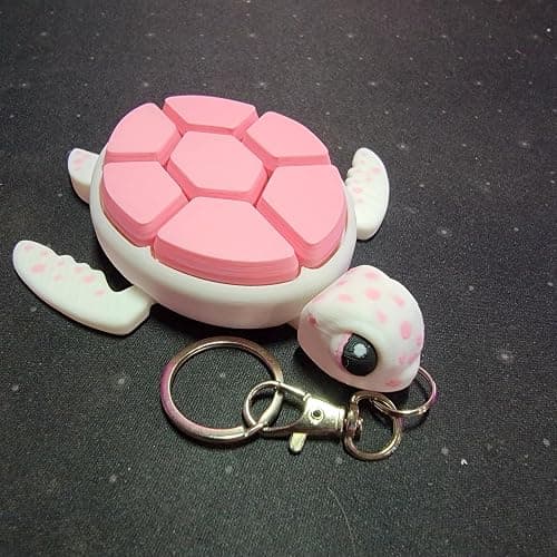 Geeps Makes Sea Turtle Fidget Clicker Bag Charm, Sensory Figure Keychain, Articulating Head, Flippers and Tail (White/Pink) thumbnail 4