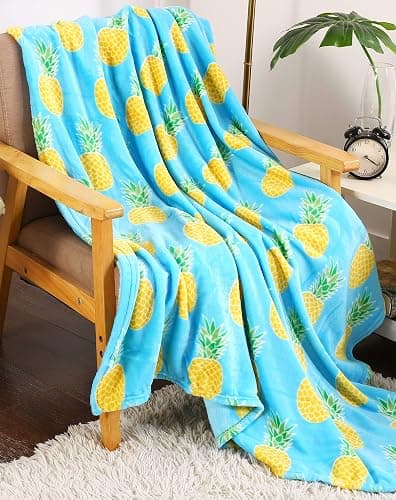 Whimsy Plush Fleece Tropical Throw Blanket (50" x 60") - Pineapple Blanket for Boys, Girls and People of Any Ag thumbnail 4