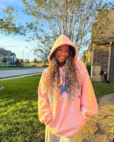 Aelfric Eden Womens Oversized Hoodies Star Graphic Fleece Hooded Streetwear Unisex Sweatshirts Pullover with Pocket thumbnail 5