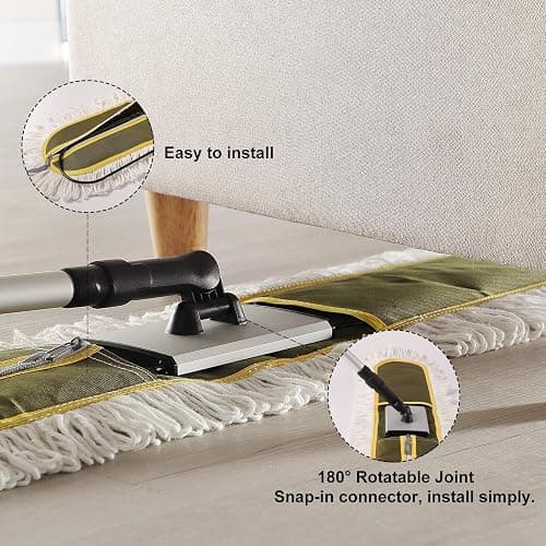 CLEANHOME 36" Commercial Dust Mops for Floor Cleaning Heavy Duty Floor Duster Mop with Long Handle Hotel Gym Household Cleaning Supplies for Hardwood, Tiles, Marble Floors,Green - Green thumbnail 3