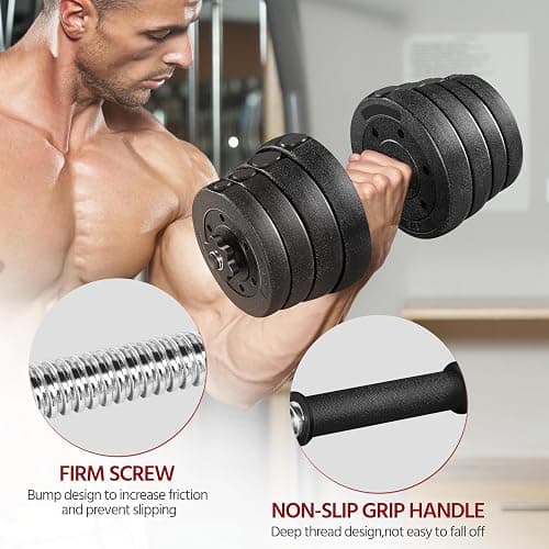 Yaheetech 30KG/25KG/20KG/15KG Adjustable Dumbbells Weight Set for Men/Women | 2x15kg/2x12.5kg/2x10kg/2x7.5kg Free Weights Dumbbells Set, Easy Weight Changes, Fullbody Strength Training for Home Gym thumbnail 4