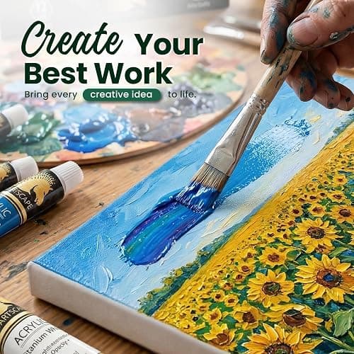 MyArtscape Heavy Body Acrylic Paint Set — 72 Colors x 21ml Artist Acrylic Paints with 3 Paint Brushes for Canvas, Wood, Fabric & Crafts | Rich Pigment Non-Toxic Professional Art Supplies for Adults & Beginners thumbnail 8