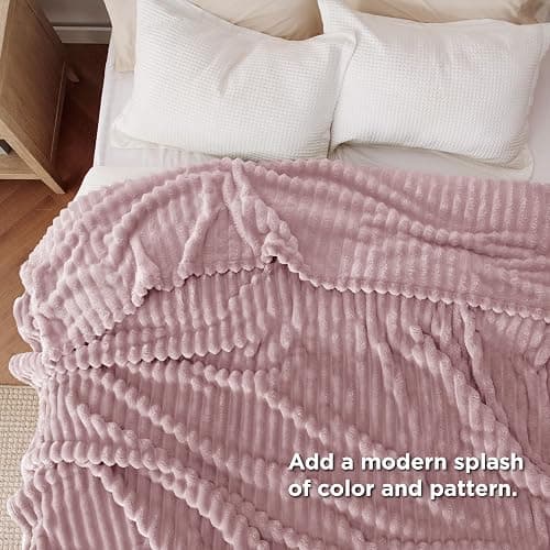 Bedsure GentleSoft Pink Fleece Blanket for Couch - Cozy Soft Blankets for Women, Cute Small Throws for Girls, 90x90 Inches thumbnail 6