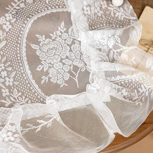 UNISTAR Lace Sheer Door Curtains with Rod Doorway Curtain for Closet Ratio | Lace Sheer Door Curtains with Rod, Luxury Doorway Curtain Living Room Divider for Closet Ratio Rod Pocket 55W x 80L in,White thumbnail 7