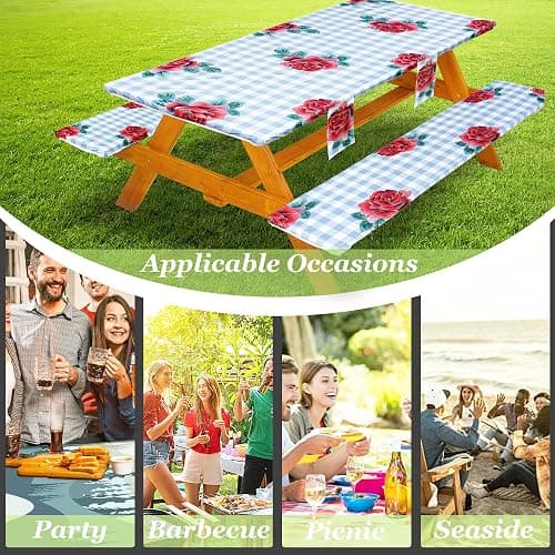 Fitted Picnic Table Cover with Bench Covers Set, Waterproof Lightweight Rectangle 72in Folding Table Cloths Canopy Shade Slipcover Cool Unique Fun Camping Gift for Camper Women Men Family Rv Owners thumbnail 6