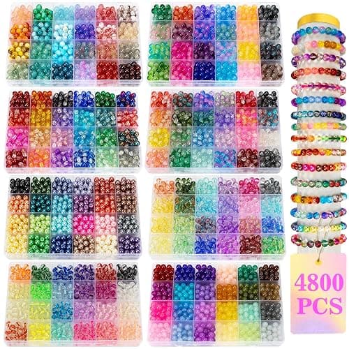 XSEINO 192 Colors 4800pcs 8mm Dream Candy Colorful Series Glass Beads Bracelet Making Kit,8 Box Different Unique Styles Crystal Bead for Making and DIY Crafts - Image 1