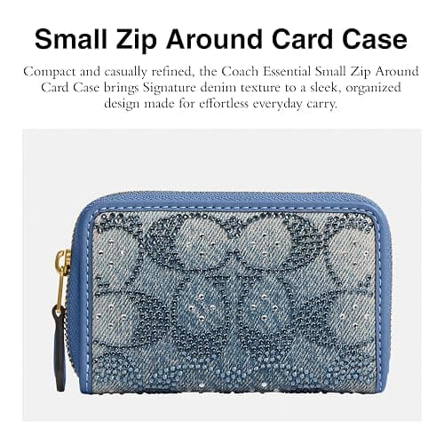 Essential Small Zip Around Card Case in Crystal Signature Denim thumbnail 2
