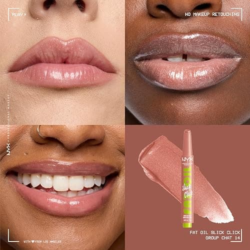NYX Professional Makeup Fat Oil Slick Click, Lightweight, Buildable Pigmented Vegan Lip Balm - Group Chat (Nude) thumbnail 2