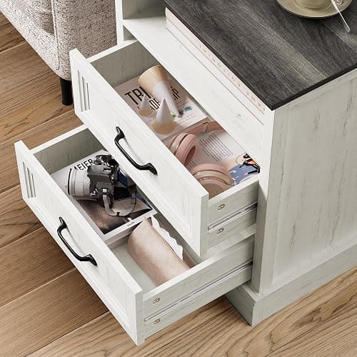 Tradare 3 Pcs Farmhouse Dresser and Nightstand Sets for Bedroom, 6 Drawer Dresser & Nightstand Set of 2, Rustic Wooden Chest of Drawers Wide Storage Organizer for Bedroom, White thumbnail 5