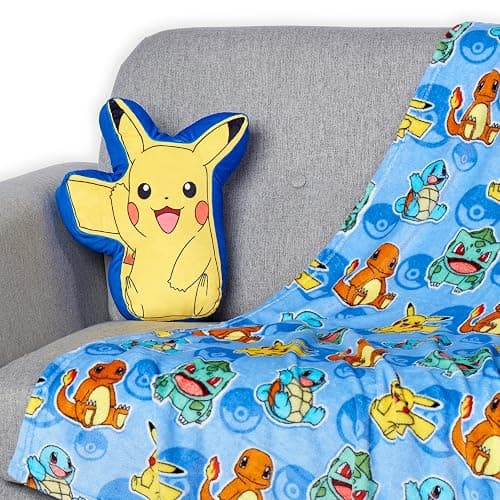 Northwest Pokemon Blanket and Hugger Set, Cute Pikachu, Super Soft Silk Touch Throw, 50x60 Inches thumbnail 4
