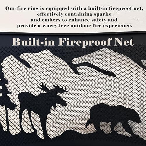 Cuisiland Outdoor Fire Pit Ring, 36 Inch Heavy-Duty Steel Fire Ring with Mountain & Wildlife Cutout, Wood Burning, for Backyard, Camping, Bonfire & Patio, Easy Assembly (36''/1mm - Wildlife) thumbnail 5