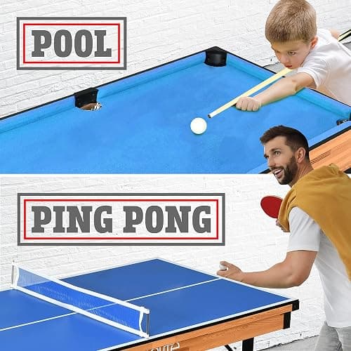 SereneLife 4 in 1 Multi Game Table, 4’x2’ Folding Portable Sports Arcade Games with Accessories, Ping Pong, Air Hockey, Pool Billiards, and Shuffleboard, for Indoor, Outdoor, All Ages thumbnail 5