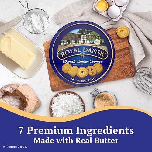 Royal Dansk Danish Butter Cookie Selection, 12 oz Tin – Authentic Assortment of Original Butter Cookies Made with Real Butter, No Preservatives or Artificial Colors, Perfect for Gifting thumbnail 3