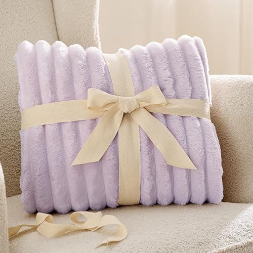 Bedsure Soft Throw Blanket for Couch Decor Gifts Lavender Fog 50"x60" | Birthday Gifts for Women Mom Her, Warm Lightweight Cozy Fluffy Throw Blanket Sofa, Dorm Room Home Decor, Machine Washable thumbnail 9
