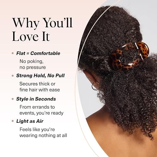 Kitsch Large Flat Claw Clips for Women - Stylish Flat Hair Clips, Strong Hold for Thick & Fine Hair | Non-Slip for Secure, Comfortable All-Day Wear | Ideal Gifts for Women - Tortoise Design thumbnail 3