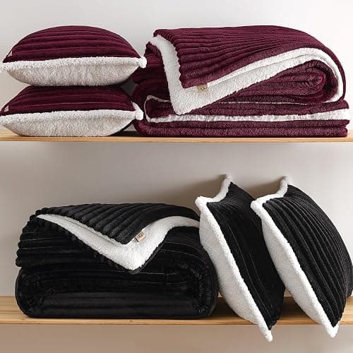 UGG Avery Twin Comforter Set with 1 Sham, Twin/Twin XL - 68"x86", Black | Reversible Lightweight Twin XL Comforter, Back to College Dorm Room Essentials, Apartment Essentials thumbnail 7
