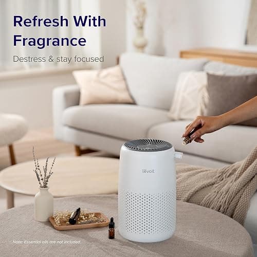 LEVOIT Air Purifier for Bedroom Home, Quiet HEPA Filter Cleaner with Fragrance Sponge & 3 Speed for Better Sleep, Air Frenshener, Allergies, Dust, Pet Dander, Odour, Smoke, Office, Desktop, Core Mini thumbnail 10