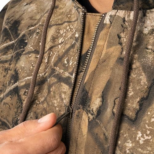 Realtree mens Insulated Duck Quilted Lined Full Zip Hoodie thumbnail 3