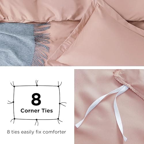 Bedsure Duvet Cover Queen Size - Soft Double Brushed Bedding Set for Kids & Adults, Zipper Closure, 3 Pieces, Includes 1 Duvet Cover (90"x90") & 2 Pillow Shams, NO Comforter, Pale Blush thumbnail 7