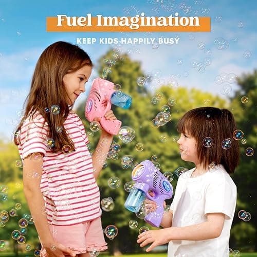 JOYIN 2 Bubble Guns with 2 Bottles Refill Solution, Bubble Machine Gun for Kids, Toddlers, Party Favors, Summer, Outdoors Activity, Wedding, Easter, Birthday Gift thumbnail 6