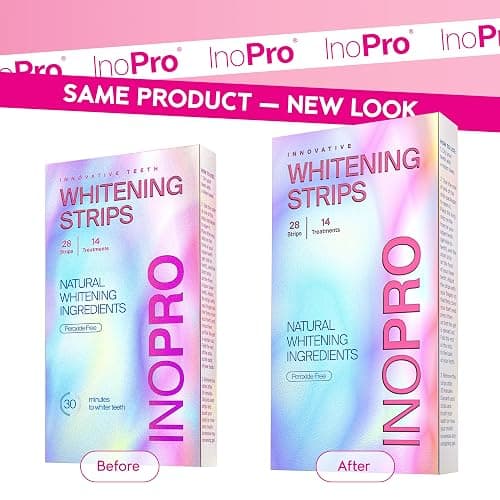 InoPro Teeth Whitening Strips 14 Treatments Kit - Enamel Safe Teeth Whitener, Peroxide-Free, Green White Strips for Teeth Whitening with Arbutin, Coconut Oil, Deep Stains Removal (28 Strips) thumbnail 2