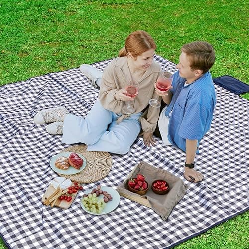 HOUSEKIT Extra Large Picnic Outdoor Blanket, 79''x79'' Waterproof Picnic Blankets Sandproof Foldable Beach Blanket Picnic mat for Camping Grass Lawn Park thumbnail 7