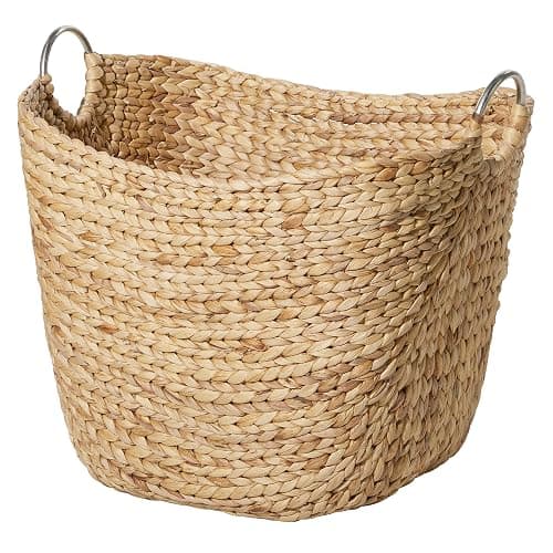 Deco 79 Seagrass Handmade Decorative and Functional Storage Basket Large Woven Basket Organizer with Ring Metal Handles, Basket for Storage 21" x 17" x 19", Brown thumbnail 9