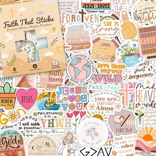 Puraesla 225 PCS Christian Bible Verse Stickers – Inspirational Journaling & Study Stickers for Water Bottles, Laptops, Notebooks & Scrapbooking – Waterproof - Image 1