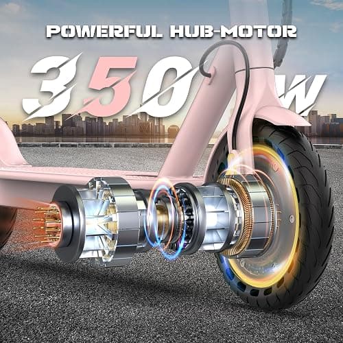Electric Scooter, 500W/350W Motor & 10"/8.5" Solid Tires, Up to 19 MPH & 28/25/15 Miles Range, Foldable Commuter E Scooter for Adults & Teens with Dual Brake System, APP thumbnail 4