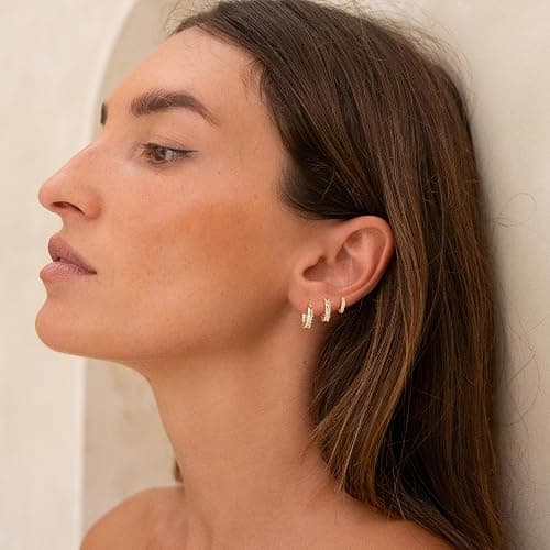 VIROMY Gold/Silver Hoop Earrings for Women Trendy,14K Real Gold Plated Cute Stud Earrings Small Huggie Hoop Earrings non tarnish Jewelry for Women thumbnail 4
