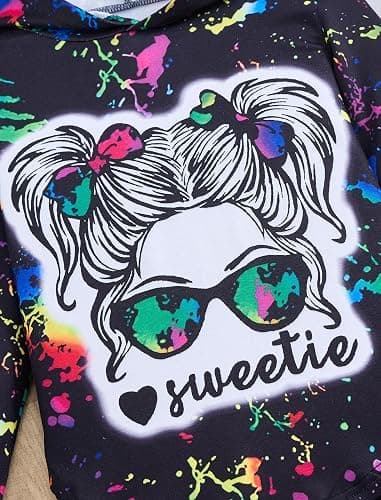 Woleroyir Girls Clothes Cool Girl Print Tie Dye Hoodie Pullover Sweatshirts Leggings Teen Girl Clothes 6-14 Years thumbnail 4