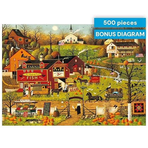 Buffalo Games - Blackbirds Roost at Mill Creek - Charles Wysocki - 500 Piece Autumn Jigsaw Puzzle for Adults - Fall Harvest Americana Scene - Cozy Puzzle for Game Nights thumbnail 6