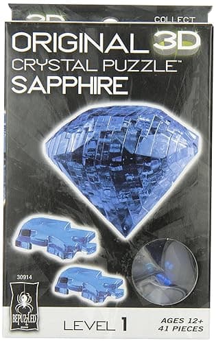 Bepuzzled Original 3D Crystal Puzzle - Sapphire - Fun yet challenging brain teaser that will test your skills and imagination, For Ages 12+
