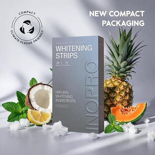 InoPro Natural Teeth Whitening Strips Kit 14 Treatments - Sensitive Teeth Whitener, Peroxide Free, Enamel Safe White Strips - Instant Teeth Whitening Without The Harm (28 Strips) thumbnail 7