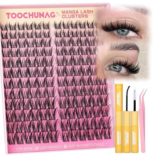 Wispy Lash Clusters Kit Spiky Manga Lashes Extension Kit 8-14mm Eyelash Clusters DIY Individual Lashes Clusters with Thin Band Cluster Eyelash Extensions Kit with Lash Glue&Tweezers by TOOCHUNAG thumbnail 6