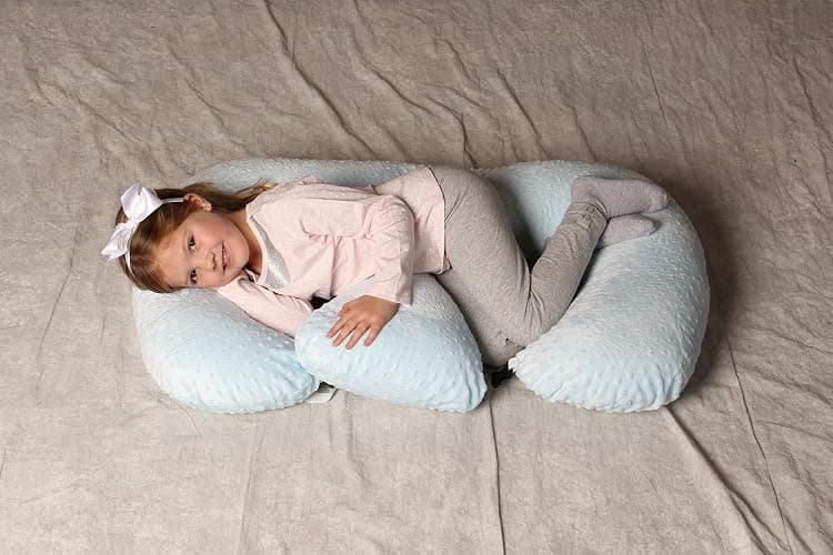 Twin Z Pillow Blue - Breastfeeding, Bottlefeeding, Tummy Time, Reflux, Support and Pregnancy! No Foam! The Ultimate Baby Essentials! The Best in Twins Baby Gear! thumbnail 2