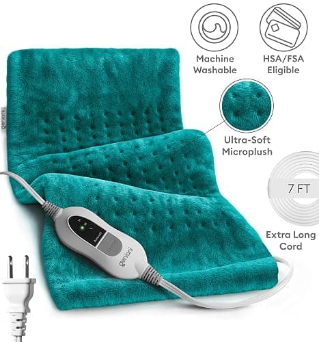 GENIANI Electric Heating Pad for Back Pain & Cramps Relief, Electric Throw, Self Care Gifts for Women, Heating Pad for Neck & Shoulder, Machine Washable Microplush, Auto Shut Off12×24", Viridian Green thumbnail 6