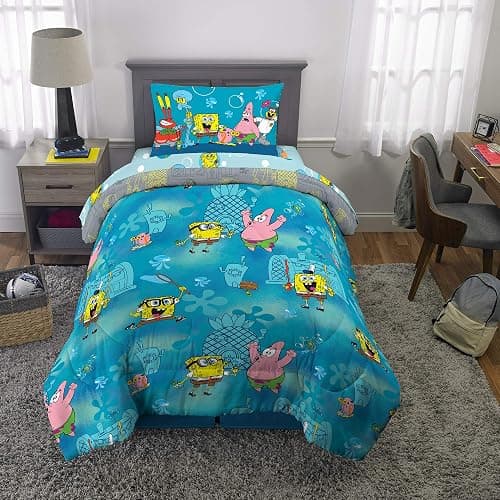 Franco Kids Bedding Super Soft Comforter and Sheet Set, 4 Piece Twin Size, Spongebob thumbnail 2