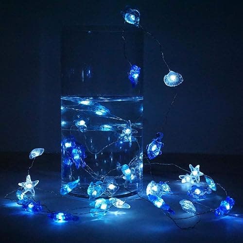 Decorman Sealife String Lights 14ft 40 LED 8 Modes Cool White Weatherproof Battery Operated Ocean Theme Lights for Bedrooms Parties Weddings Gardens with Remote and Timer thumbnail 5