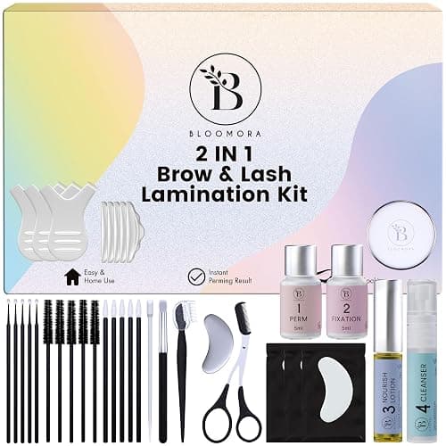 Kit Rehaussement de Cils, Brow Lift Kit Sourcil, Solution 2 en 1, Durée 6-8 Semaines, 15 Applications, Permanente DIY Sourcils, Lash Lift, Rehaussement Cils - BLK7 - Image 1