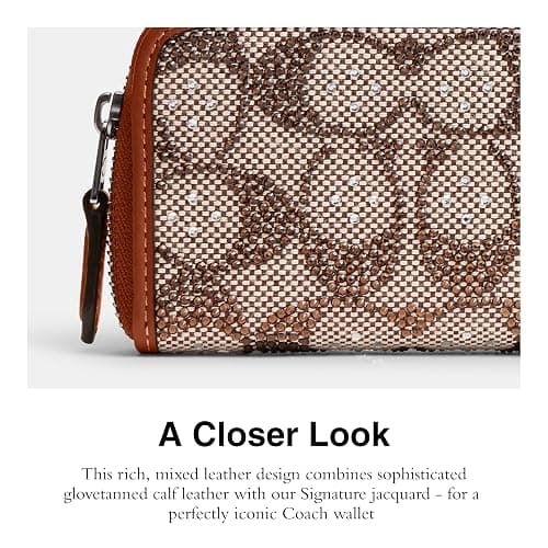 Coach Women's Crystal Signature Jacquard Small Zip Around Card Case thumbnail 4