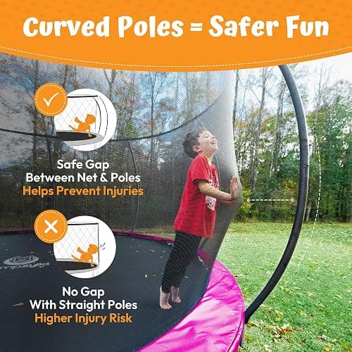 JUMPZYLLA Trampoline Outdoor 8FT 10FT 12FT 14FT 15FT 16FT with Enclosure and Ladder, ASTM Approved Recreational Trampoline for Kids and Adults, Anti-Rust Coated Frame thumbnail 4