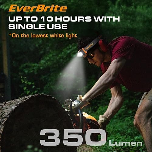 EverBrite Rechargeable Headlamp - 350 Lumens Headlight with Red/Green Light and Tail Light, 7 Lighting Modes with Memory Function, Perfect for Trail Running, Camping and Hiking thumbnail 8