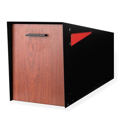 Ilyapa Modern Mailbox Post Mount - Large Mailbox for Outside - Black Metal Mail Box - Powder Coated Steel - All Weather Resistant - Image 1