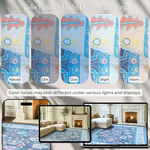 Fame Rugs Blue Modern Oushak Rug 2'5x13, Vintage Turkish Colorful Oriental Antique Inspired Long Runner Rugs, Luxury Living Room Bedroom (387BNB, 2'5 x 13'1) thumbnail 4