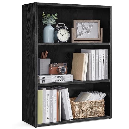VASAGLE Custos Collection - Bookshelf, 3-Tier Bookcase, Book Shelf, Open Storage Shelf, 9.4 x 23.6 x 32 Inches, for Living Room, Home Office, Dinning Room, Ebony Black ULBC163T56 - Image 1